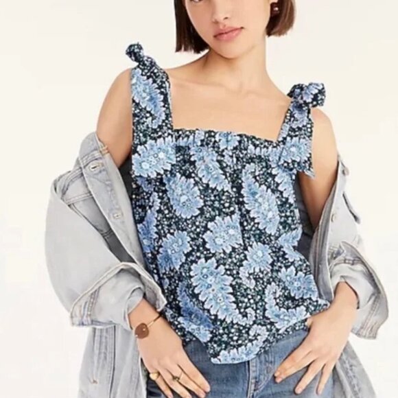 [J. Crew Collection] Tie Shoulder Tank in Ratti Pacific Paisley Small - Picture 2 of 10